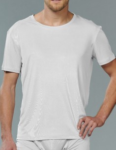 Seiden-T-Shirt Rundhals inSilk Silkbasics Weiß